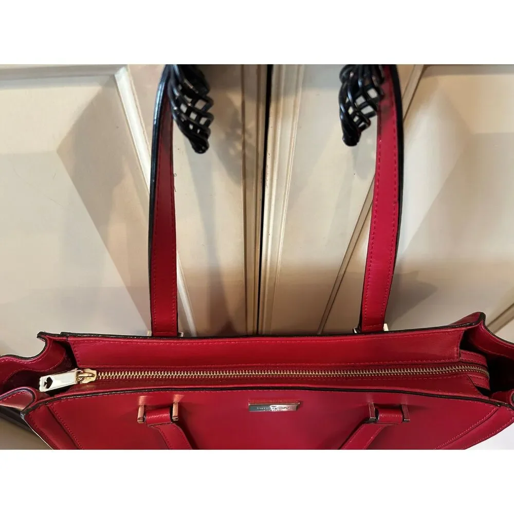 Kate Spade Vita Regatta Court Red Leather Tote Bag